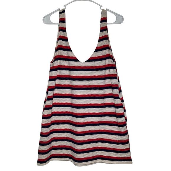 Show Me Your Mumu Patriot Red, White & Blue Striped Knit Teeny Dress Women's M - Picture 3 of 12